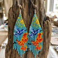 Boucles d'oreilles perlées « Danseuse Céleste Turquoise »