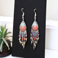 Boucles d'oreilles OldTribes™ petites en forme de goutte d'eau rouges de style sud-ouest