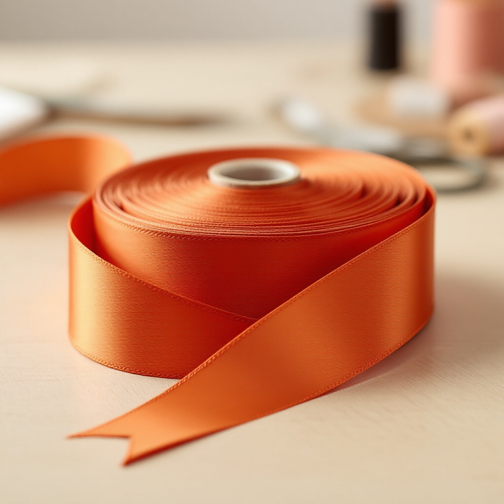 Ruban Satin Double Face-Orange Roux #751- 3,8 cm Large
