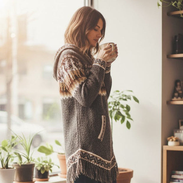 OLDTRIBES™ Gilet femme en alpaga marron