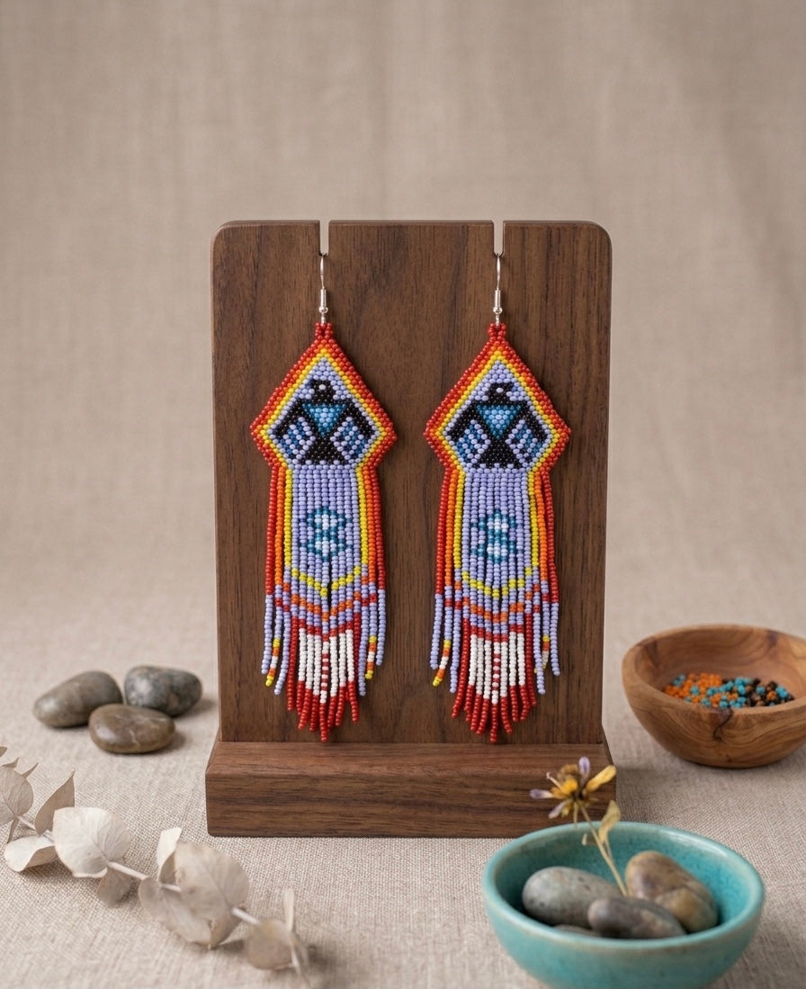 Boucles d'oreilles perles Aigles-Tonnerre ( Bleu clair )