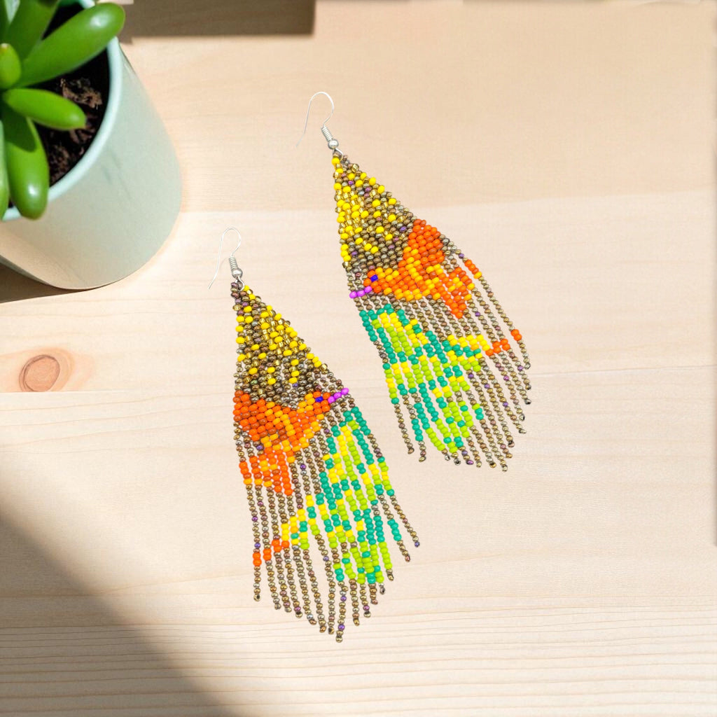 Boucles d'oreilles perlées Sky Dancer marron clair