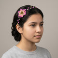 Serre-tête perlé avec fleur rose