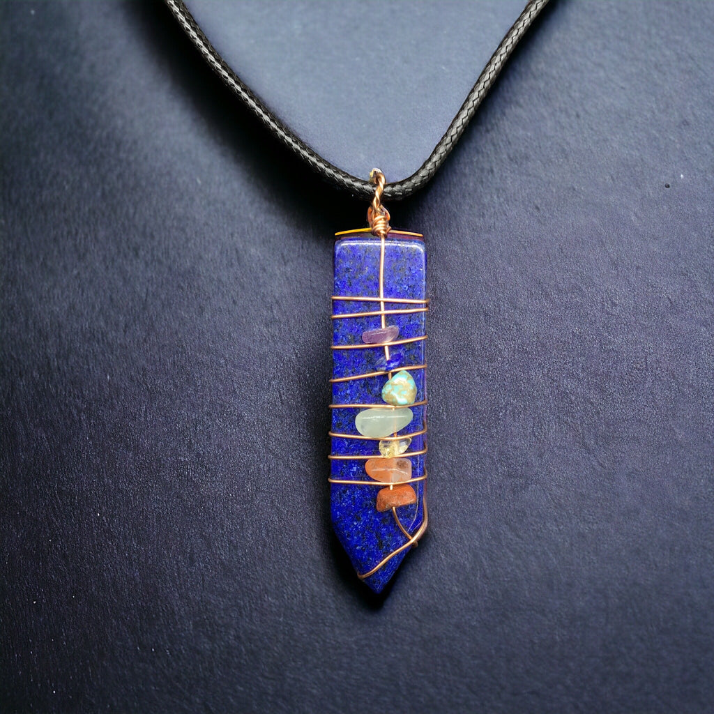 Pendentif Unisexe Chakra Épée Naturelle Bleu