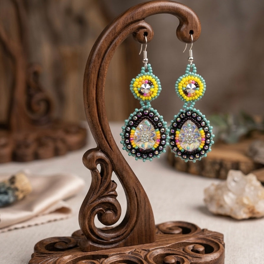 Boucles d'oreilles pendantes perlées (8)