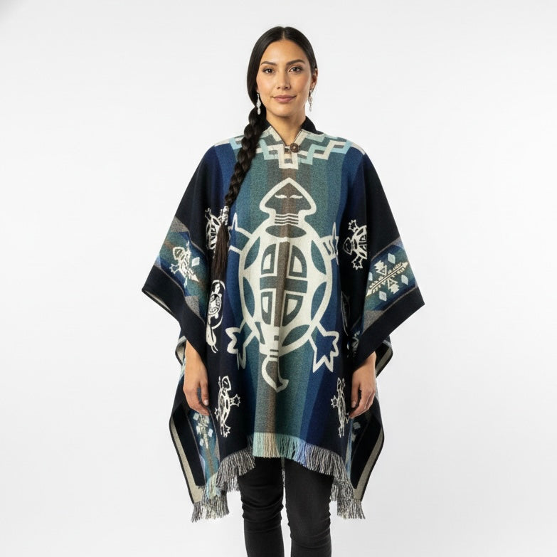 Poncho en Laine Fait Main Tortue