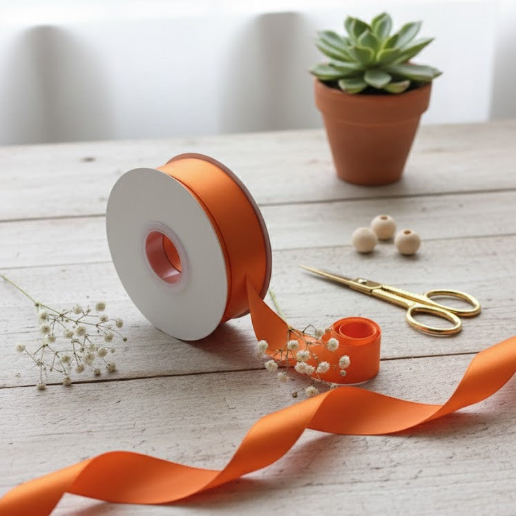 30 Meter Double Face Orange #751 Ribbon Roll