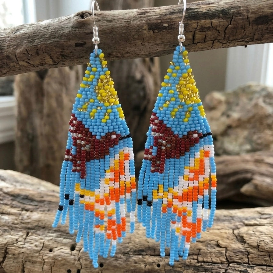 Boucles d'oreilles perlées Bleu ciel Danseuse