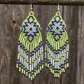 Boucles d'oreilles pendantes à franges perlées (vert)
