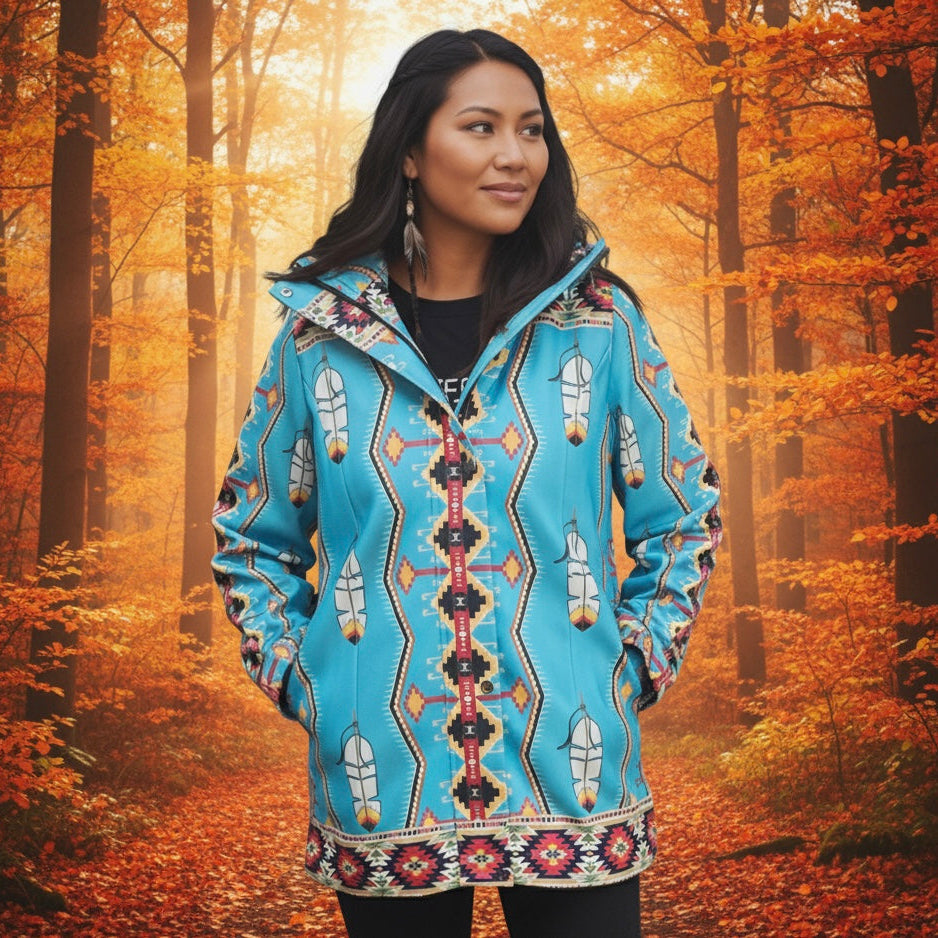 Manteau mi-long en plumes Dacnis