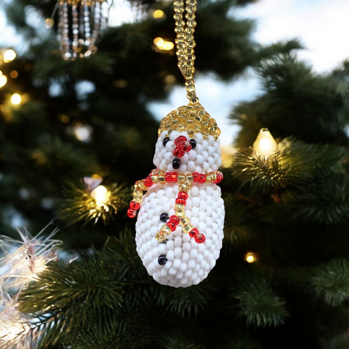 Décoration de Noël bonhomme de neige en perles