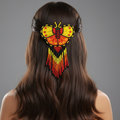 Barrettes perlées papillon avec franges jaunes et oranges