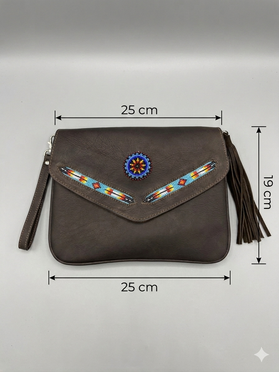 Sac bandoulière en cuir perlé (turquoise)