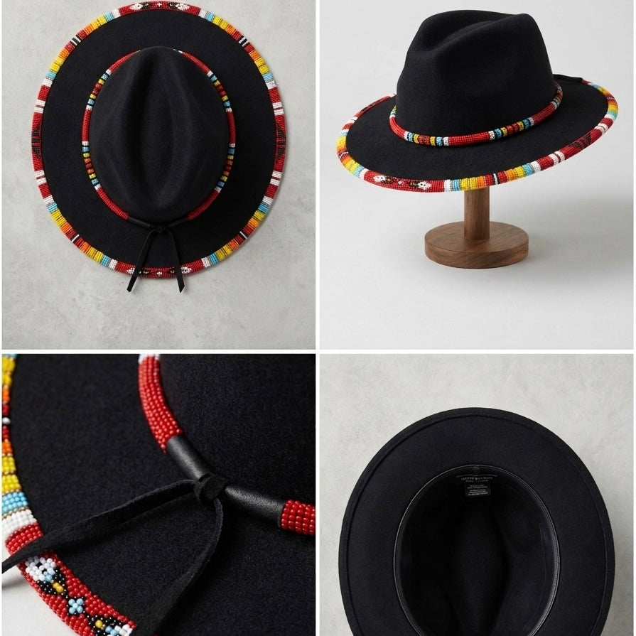 Chapeau perlé fait main, taille 61