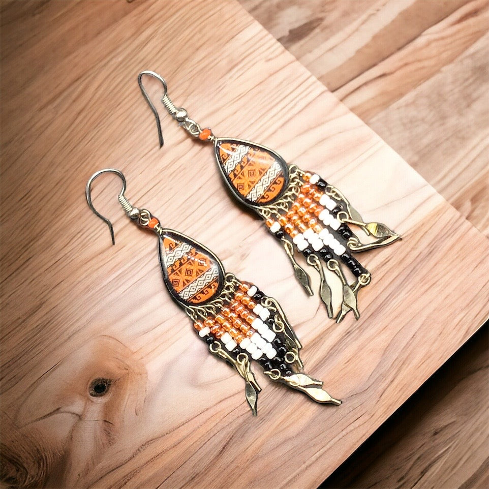 Boucles d'oreilles gouttelettes orange de petite taille OldTribes™ de style sud-ouest
