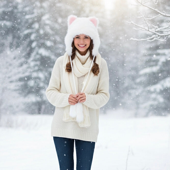 Chapeau en peluche douce (Loup)
