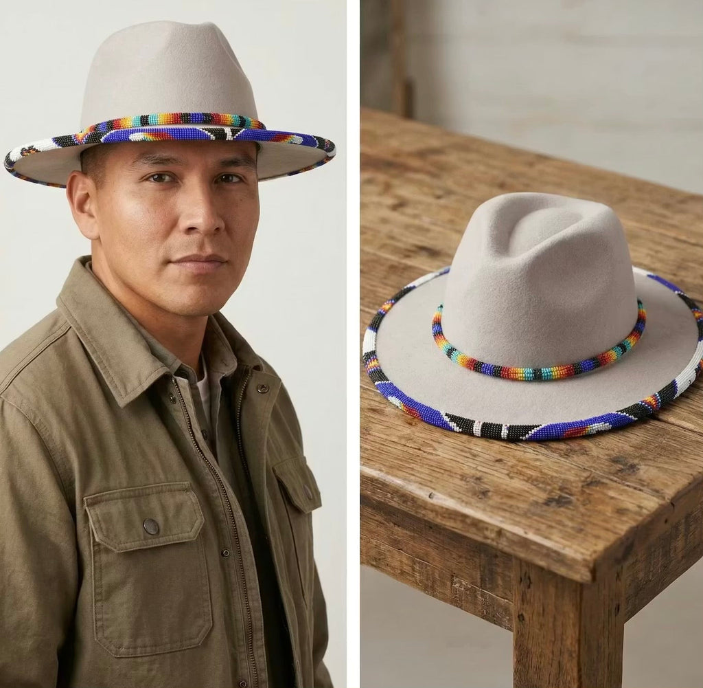 Chapeau perlé fait main, taille 60