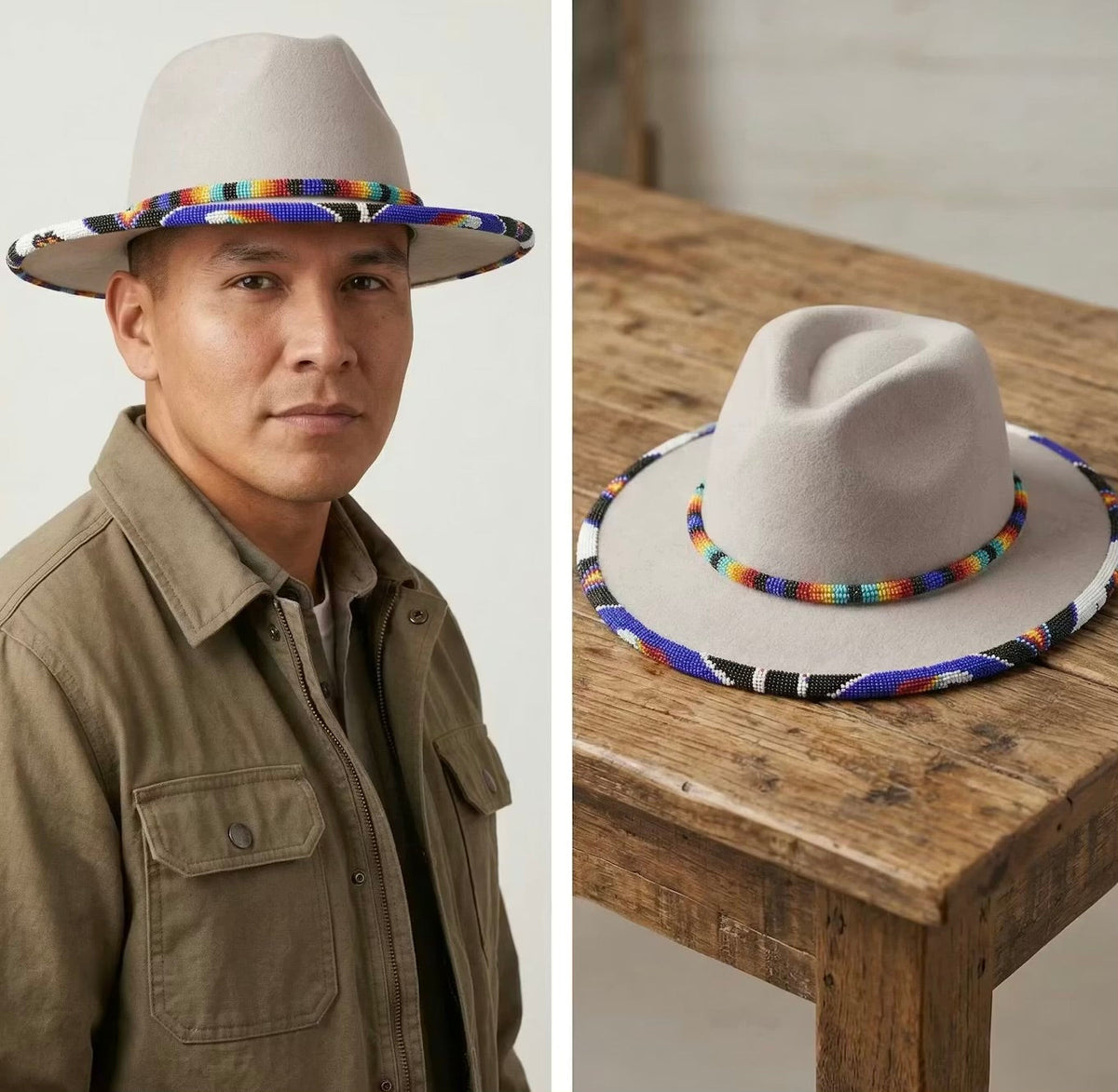 Chapeau perlé fait main, taille 60