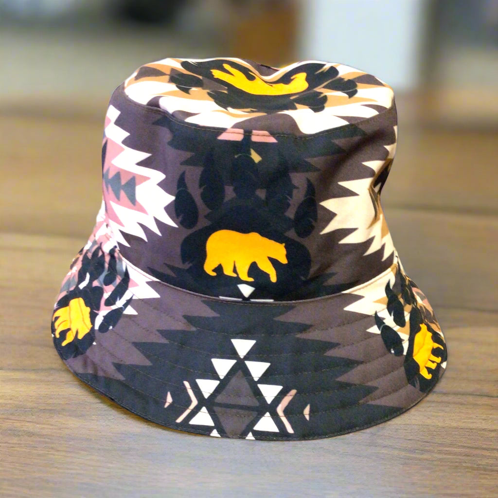 Chapeau Bob Marron Style Amérindien Sentier Patte d'Ours