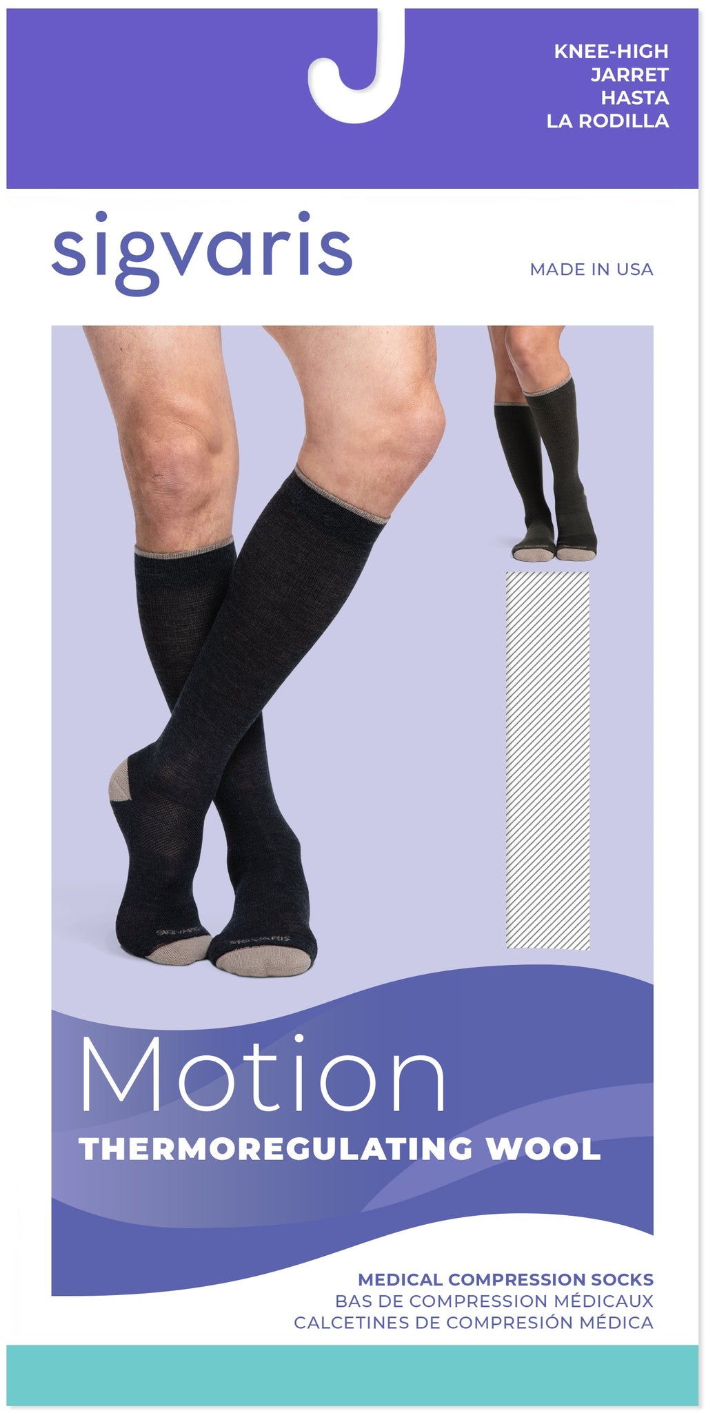 Sigvaris Men's Motion Thermoregulating Wool Calf 20-30mmHg Closed