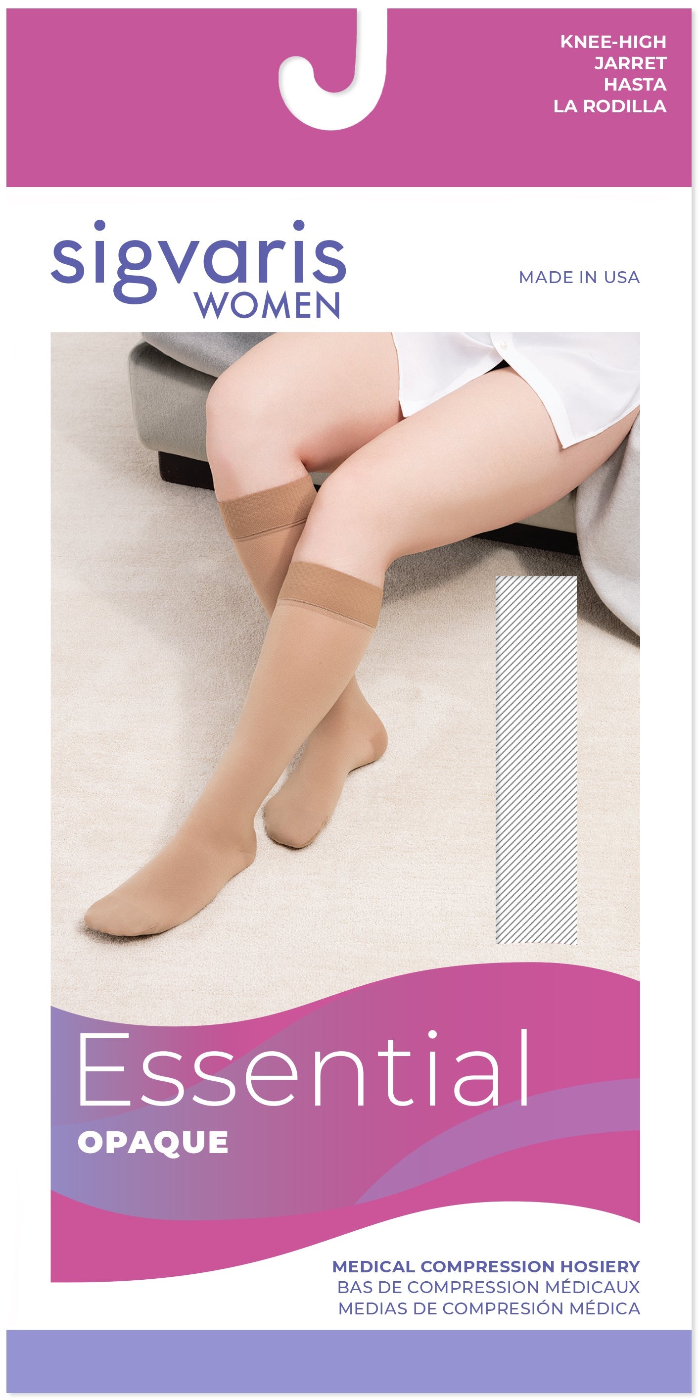 Sigvaris Women's Essential Opaque Calf with Grip-Top 30-40mmHg Women's Closed Toe