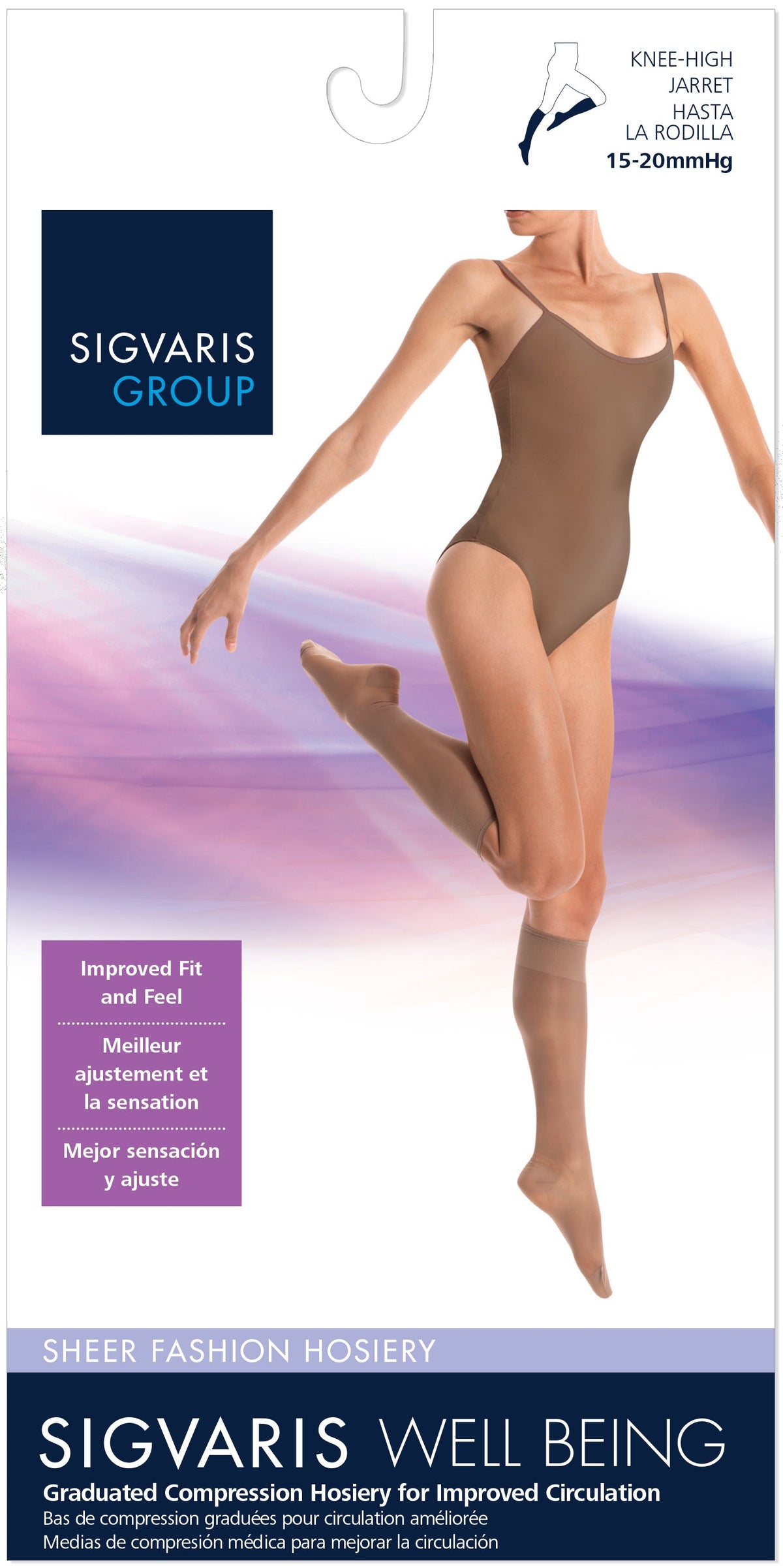 Bas autofixants Sigvaris Femme Voile 15-20mmHg Fermés