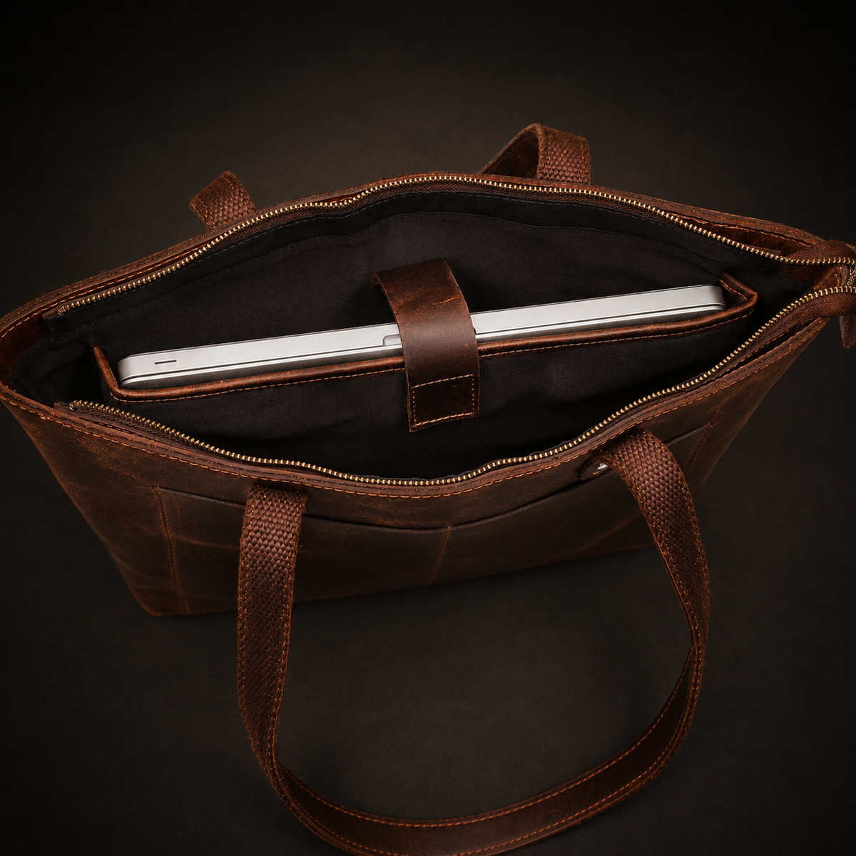 Sac cabas classique en cuir marron