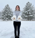 Gants Patte d'Ours en Peluche Douce Blanche