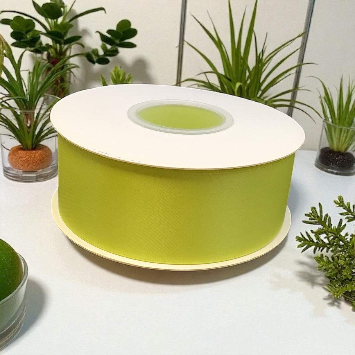 Ruban Satin Double Face Citron Vert #625 -3,8 cm de large