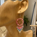 Boucles d'oreilles pendantes attrape-rêves rose clair/bleu ciel
