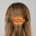 Barrette tortue perlée Accent rouge