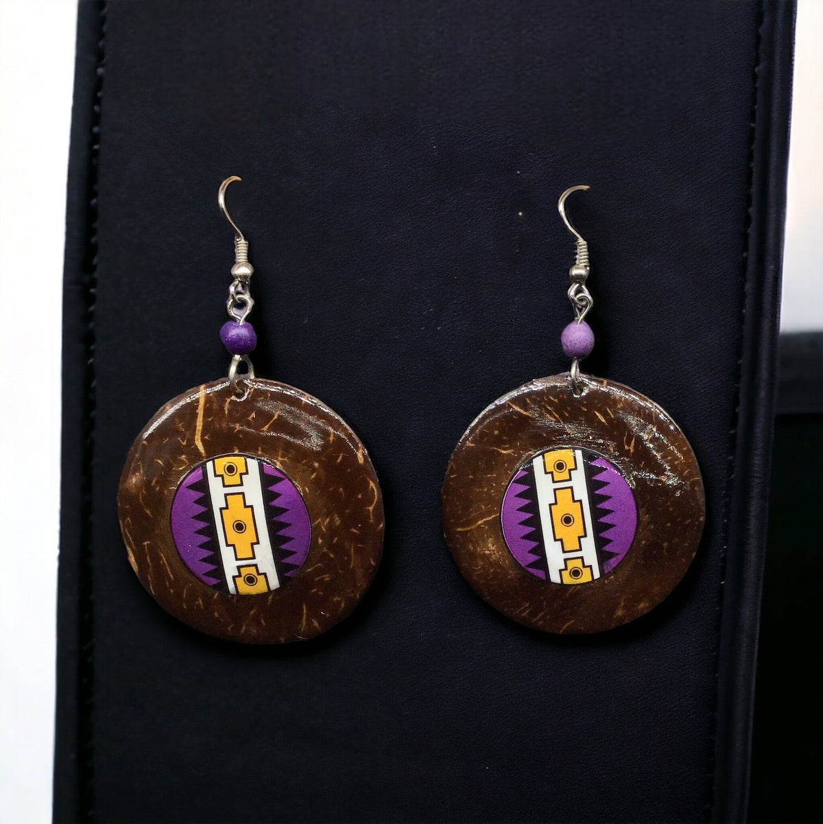 Boucles d'oreilles rondes en bois peint jaune OLDTRIBES™