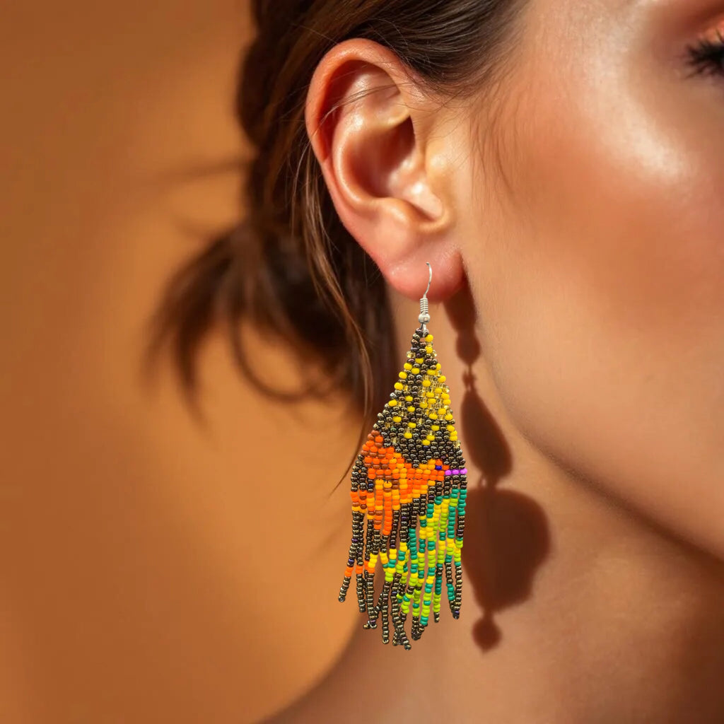 Boucles d'oreilles perlées Sky Dancer marron clair