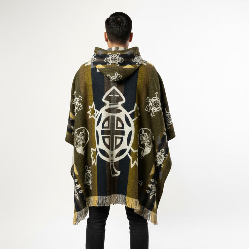 Poncho en Laine Fait Main Tortue