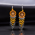 Boucles d'oreilles Attrape-rêves perles orange et noires