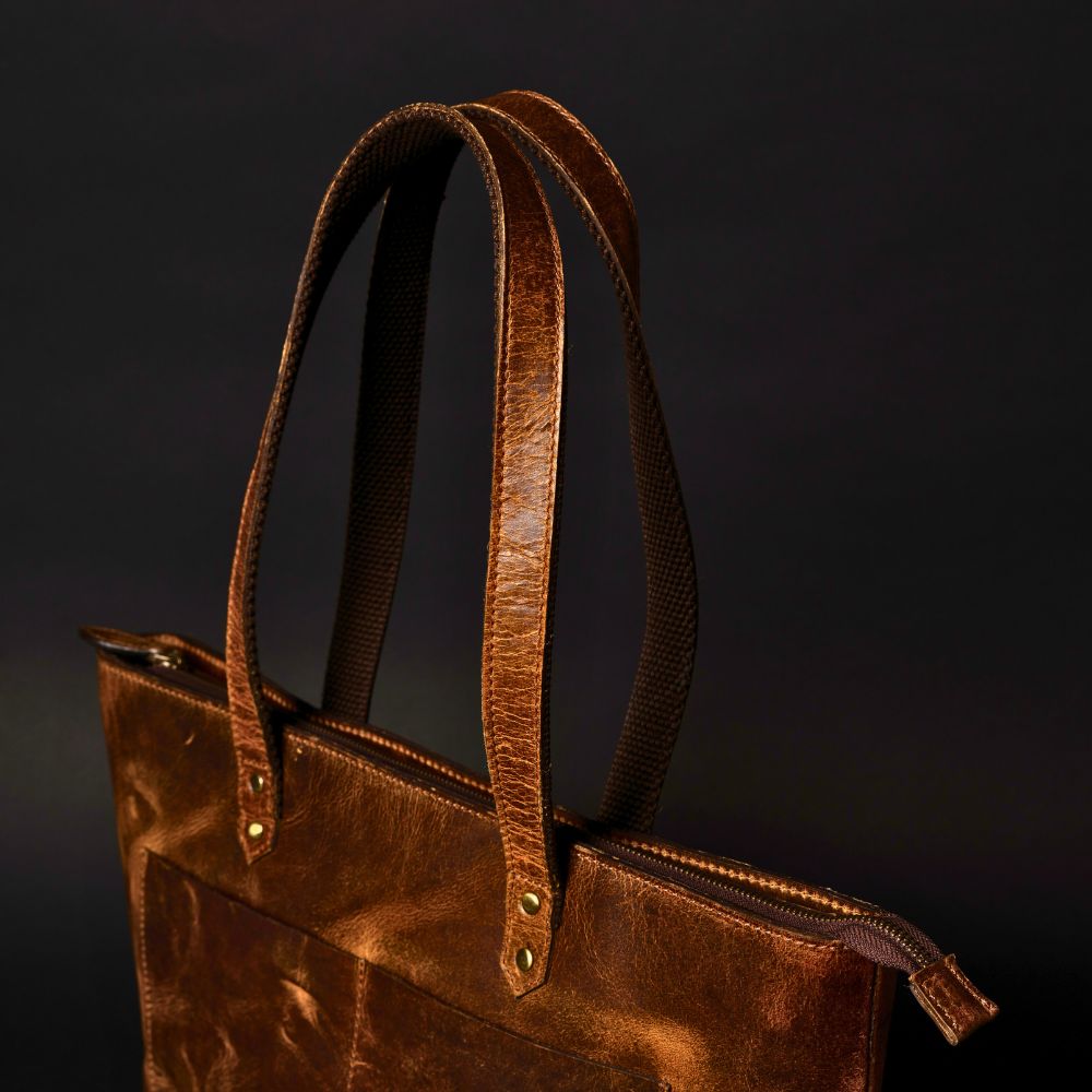 Sac fourre-tout en cuir Cognac classique