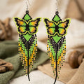Green Beaded Dancing Wing Earrings