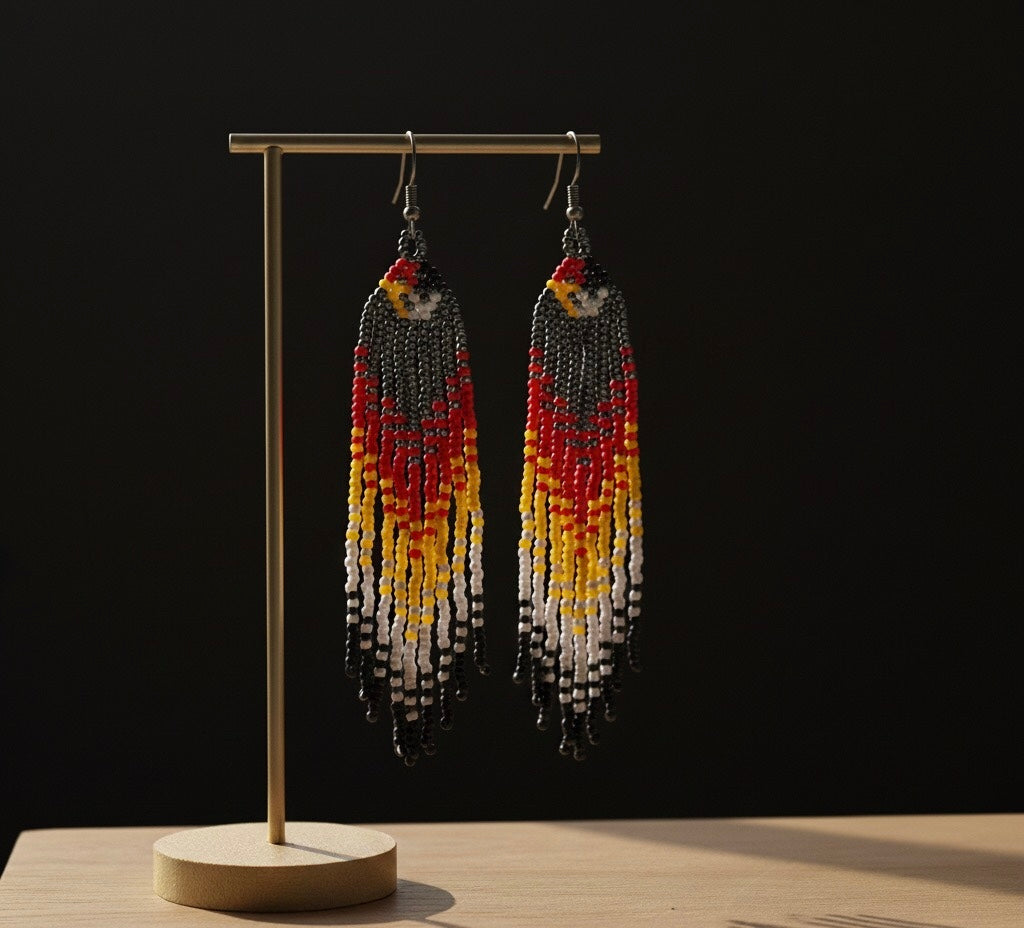 Boucles d'oreilles perlées Esprit Firebird noir/rouge
