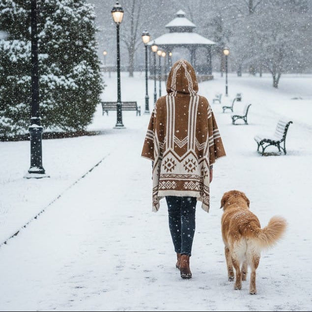 Ponchos en pure laine de lama marron
