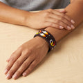 Bracelet manchette perlée (violet foncé)