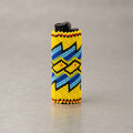 Étui à briquet perlé jaune et blanc