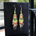 Boucles d'oreilles pendantes OldTribes™ de petite taille, larmées, vertes et rouges du sud-ouest