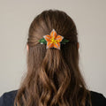 Barrette à cheveux perlée Orange Ember Bloom