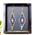 Boucles d'oreilles en perles de verre Miyuki rouges et argentées