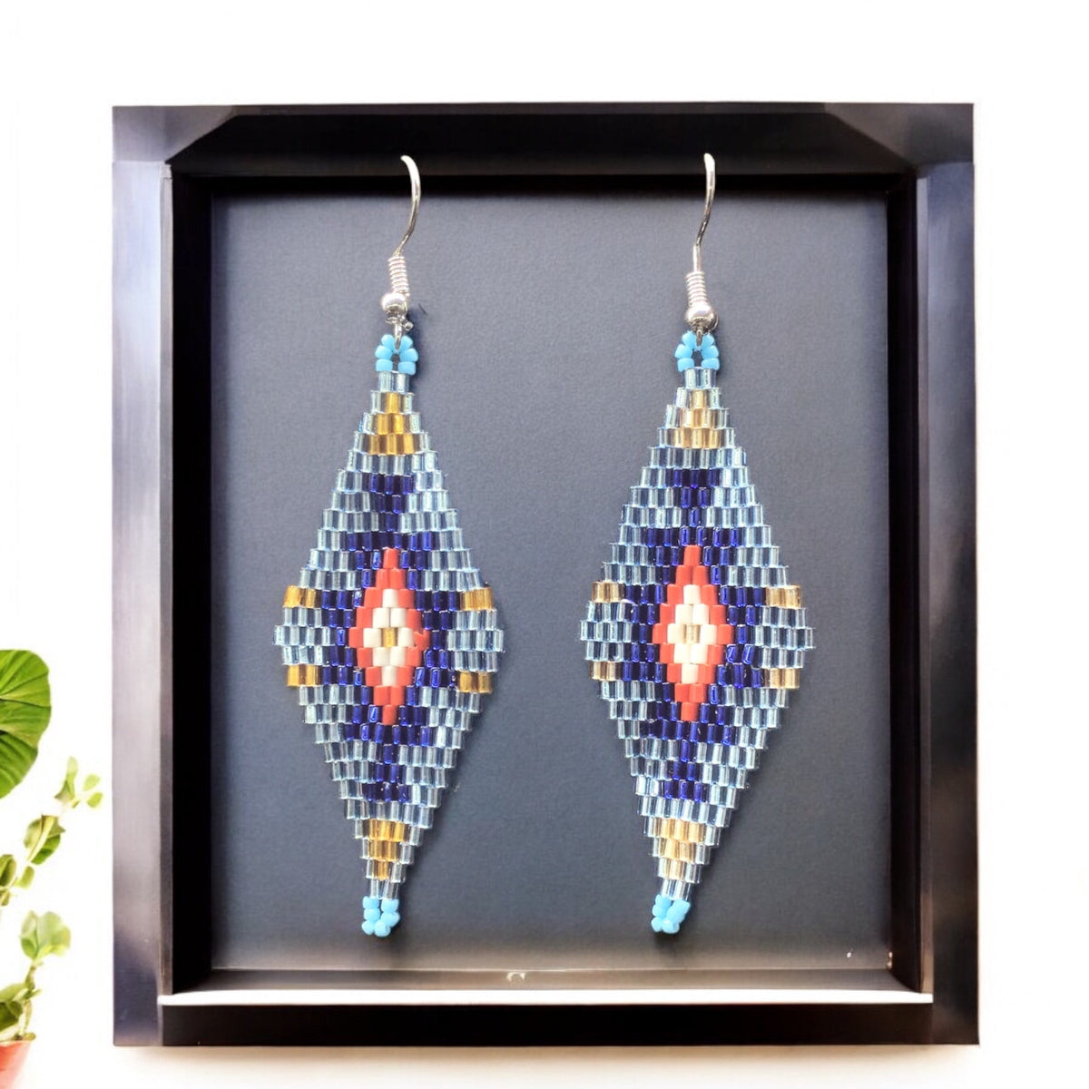 Boucles d'oreilles en perles de verre Miyuki rouges et argentées