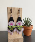 Boucles d'oreilles fleuries perlées (Violet)