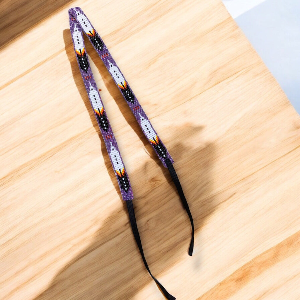 Bandeau de chapeau en perles fait main violet