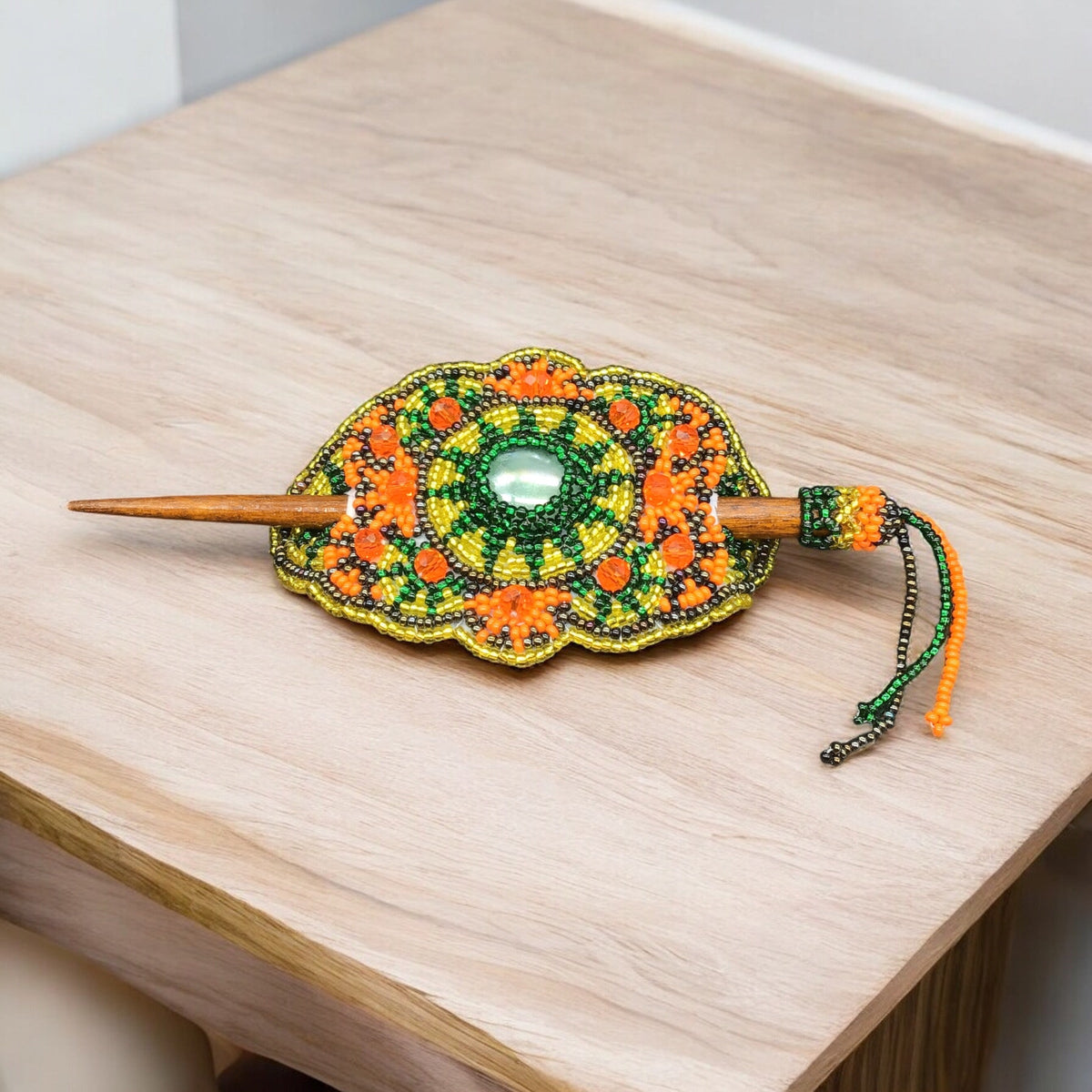 Barrette multicolore jaune avec vert (41)