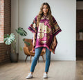 Poncho en laine à motifs