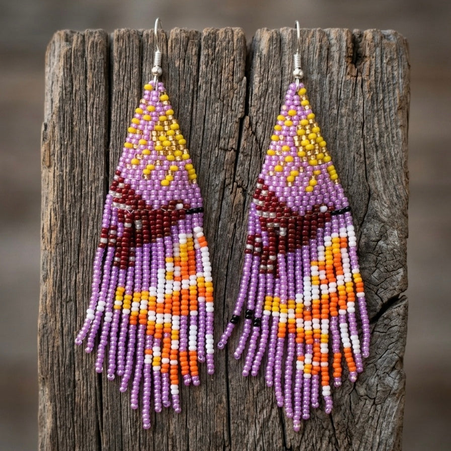 Boucles d'oreilles perlées « Danseuse Ciel Violet »